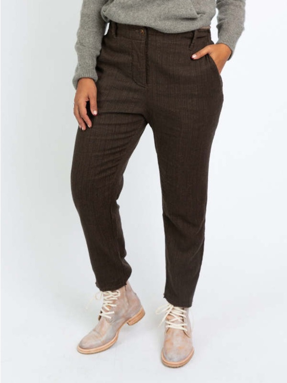 Hannoh Wessel Indie Boho Grannycore Wool Blend Pants Striped Brown Size 38 $598